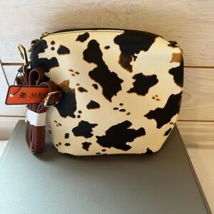 Alba Black and Brown Patterned Vegan Leather Crossbody Bag